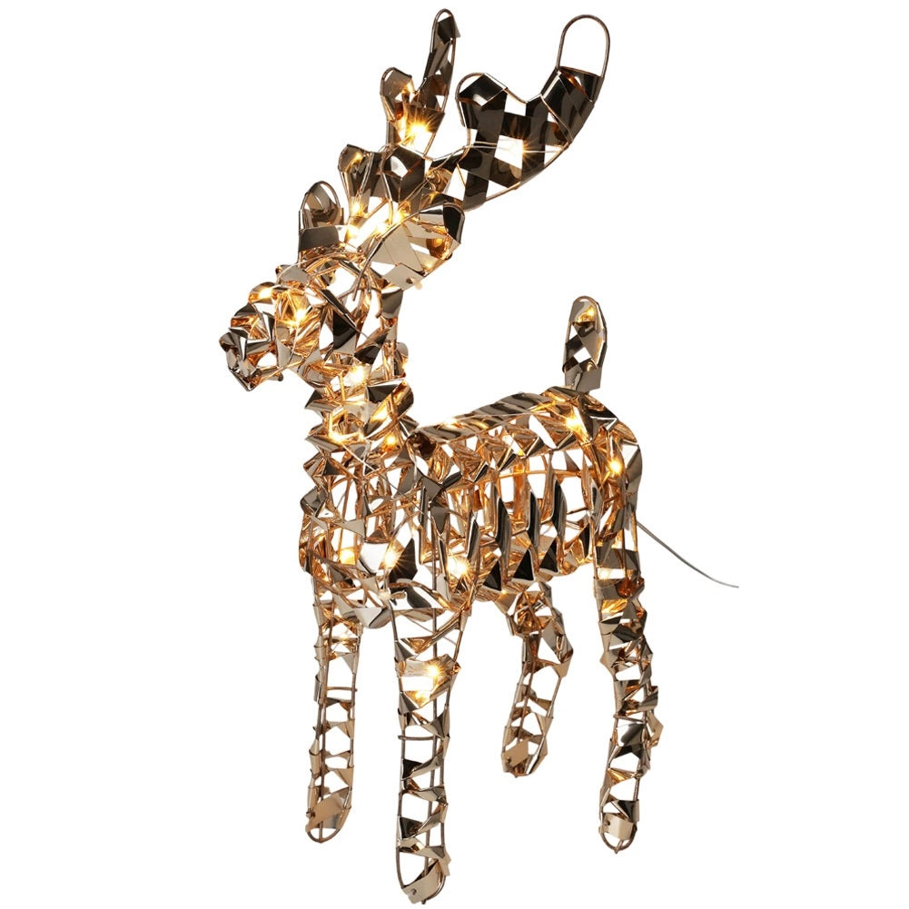 LED Reindeer Figurine, Gold, 50 Lights, 37 cm