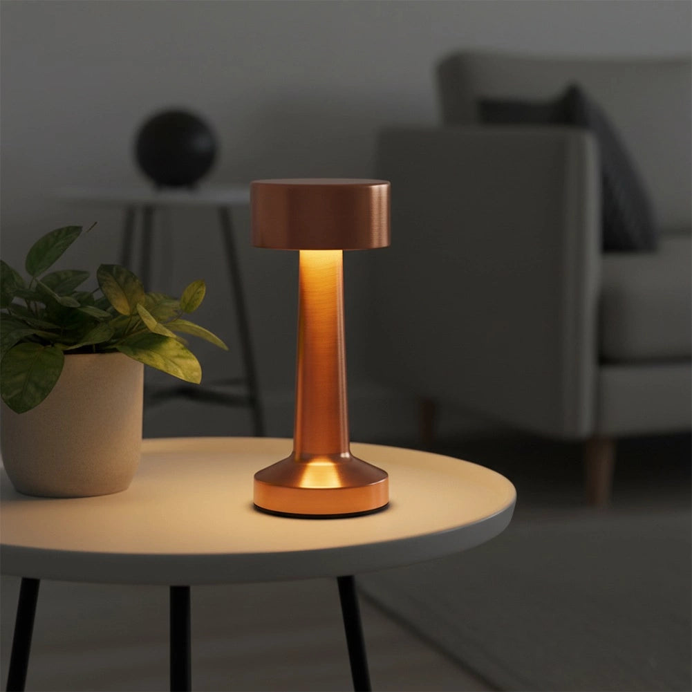 LED Table Lamp, Copper, 3 Modes, Battery-Powered, 21 cm