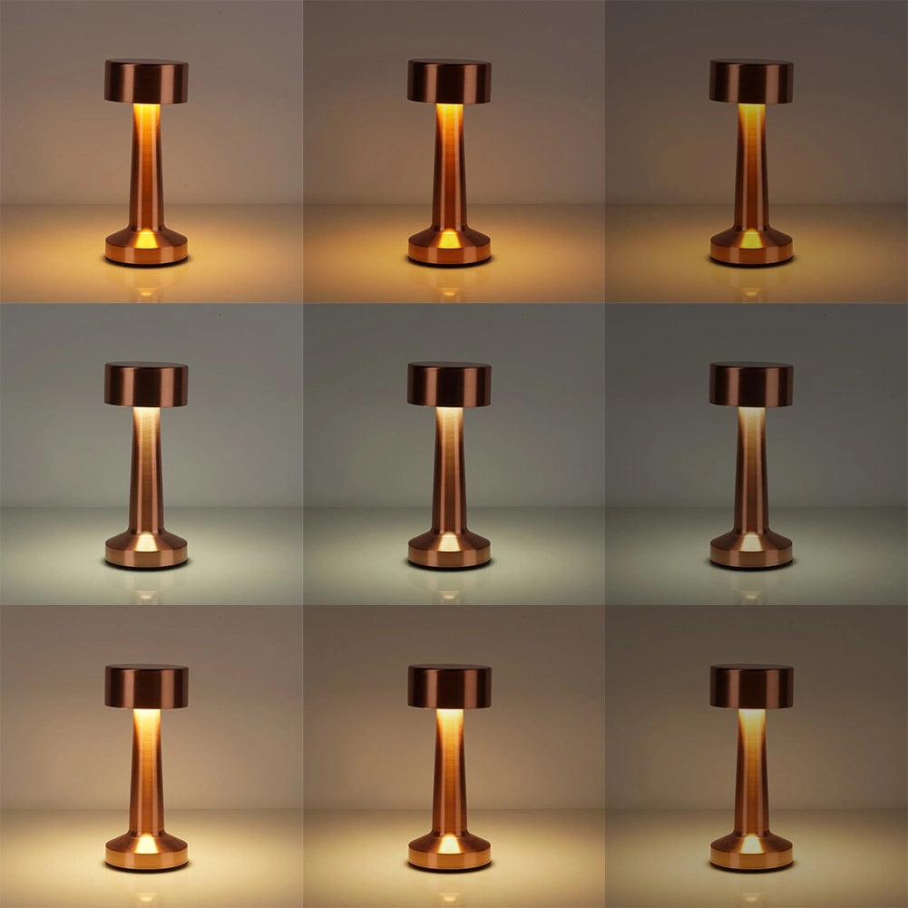 LED Table Lamp, Copper, 3 Modes, Battery-Powered, 21 cm