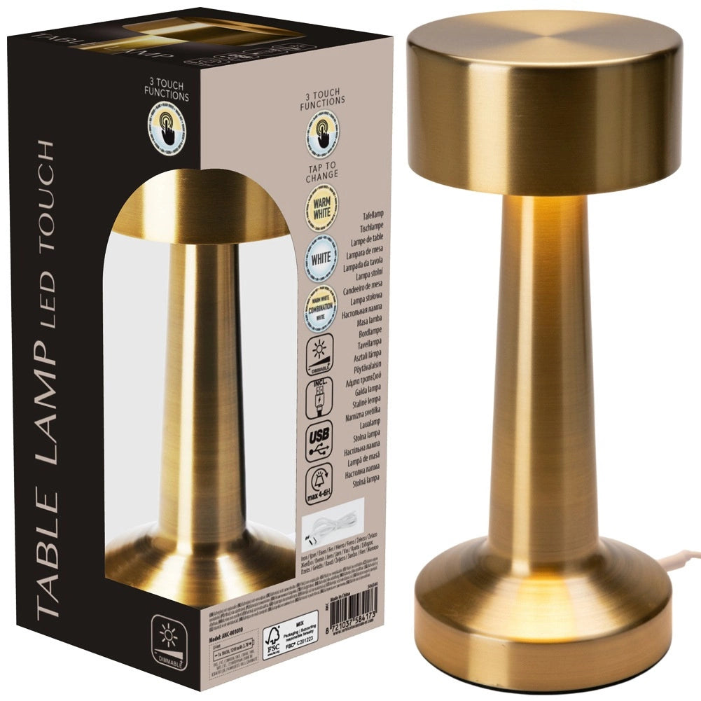 LED Table Lamp, Gold, 21 cm, 3 Lighting Modes
