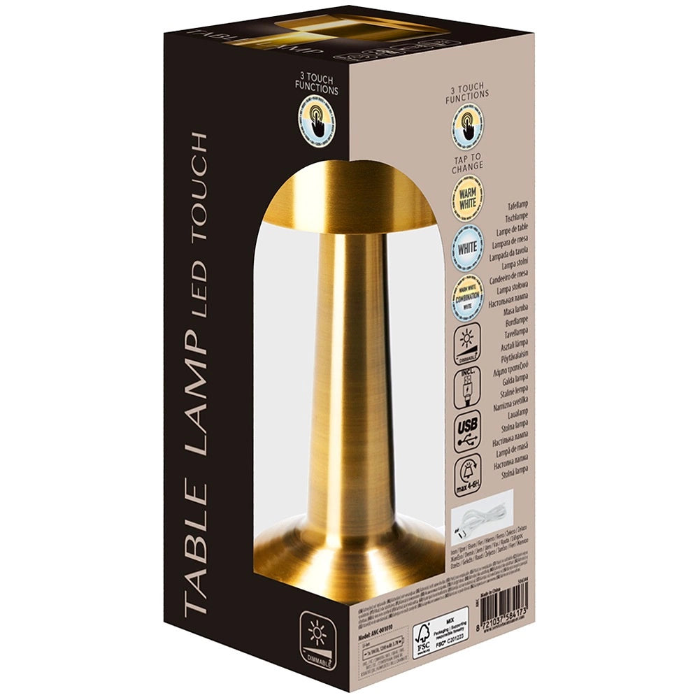 LED Table Lamp, Gold, 21 cm, 3 Lighting Modes