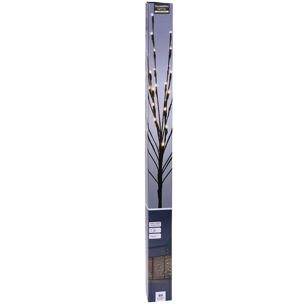 LED Twig Tree with Timer, 80 Warm Lights, 110 cm
