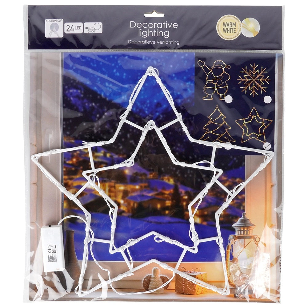 LED Window Star Light, 24 Warm White LEDs, 41x39 cm