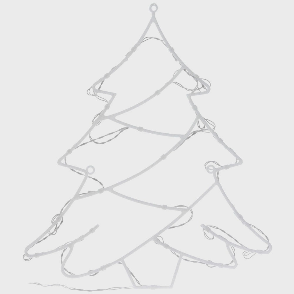 LED Window Tree Light, 24 LEDs, 36x41 cm, Battery-Powered