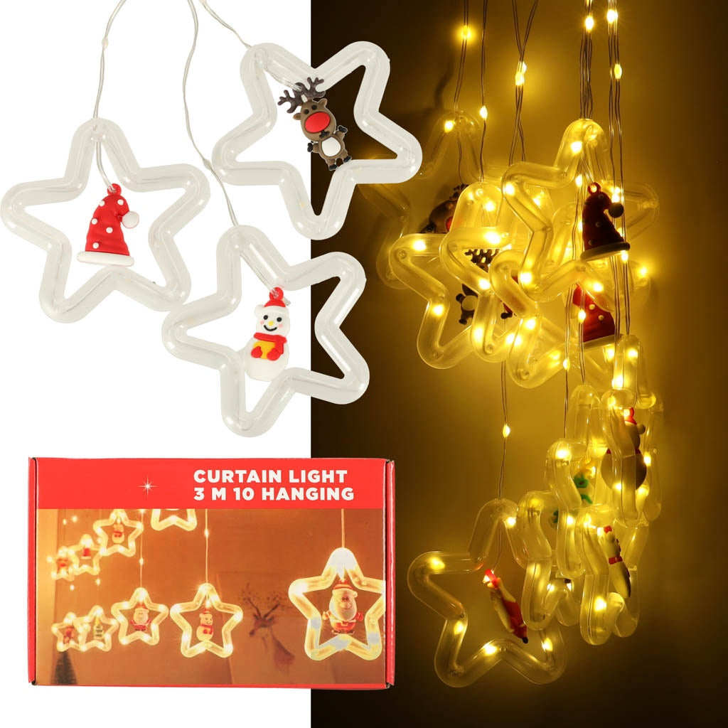 LED curtain lights with figures 3m 125LED warm white
