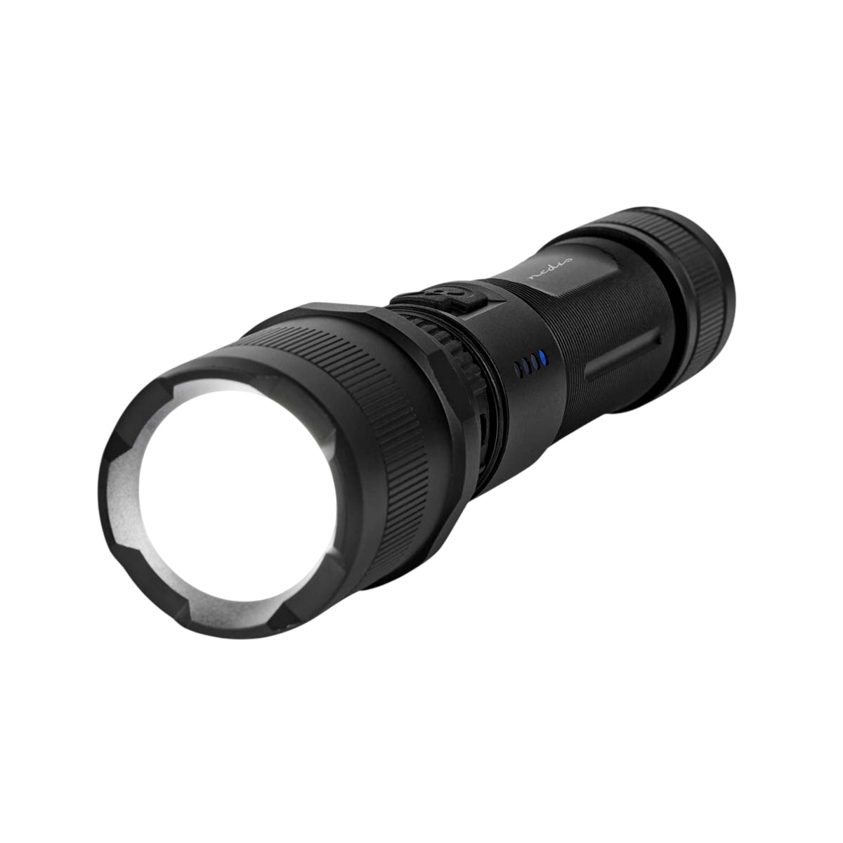 LED flashlight | Battery powered | 3.7 V DC | 10 W| Built-in lithium ion | batteries included | Rechargeable | Indicated luminous flux: 1000 lm | Lighting range: 110 m | Beam angle: 9.5 °