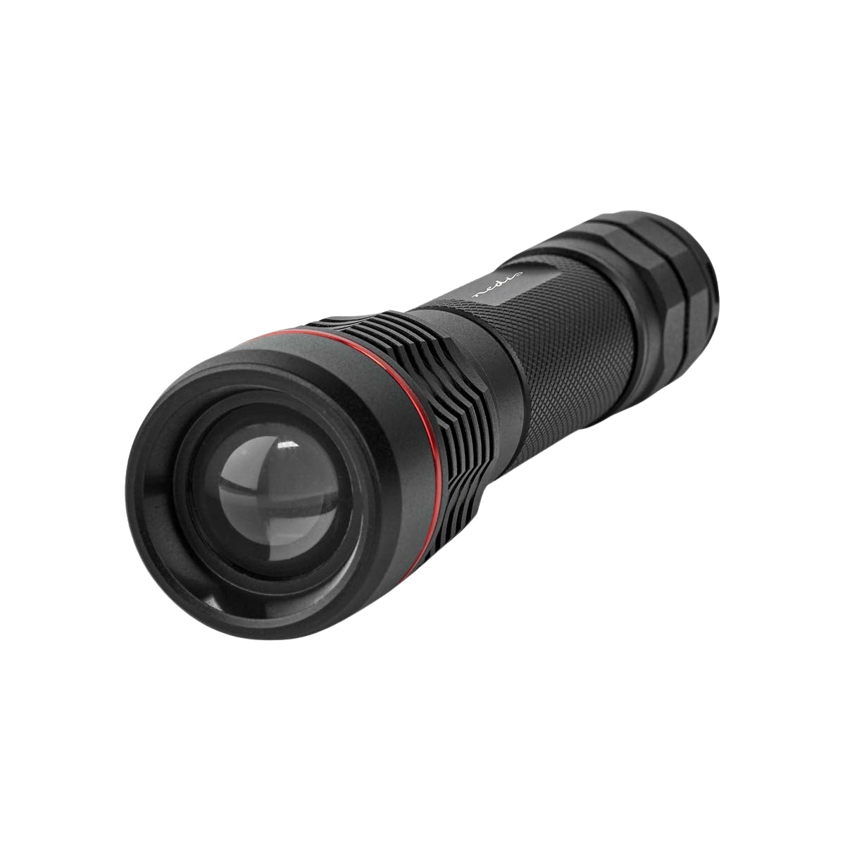 LED flashlight | Battery powered | 3.7 V DC | 10 W| Built-in lithium ion | batteries included | Rechargeable | Indicated luminous flux: 1000 lm | Lighting range: 200 m | Beam angle: 10 °