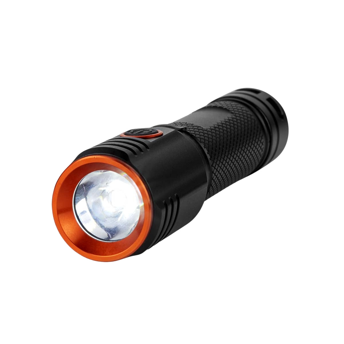 LED flashlight | Battery powered | 3.7 V DC | 20 W| Built-in lithium ion | batteries included | Rechargeable | Indicated luminous flux: 2000 lm | Lighting range: 180 m | Beam angle: 10 °