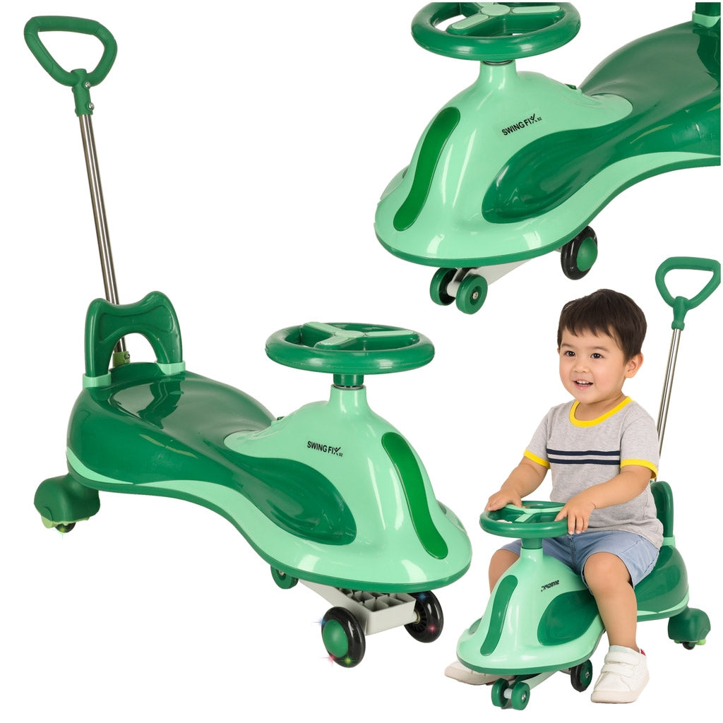 LED gravity scooter ride with handle green