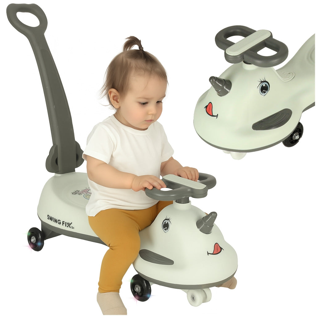 LED gravity scooter ride with handle grey