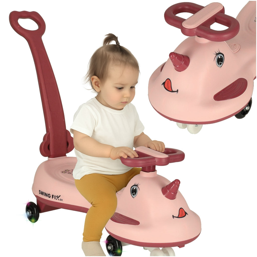 LED gravity scooter ride with handle pink