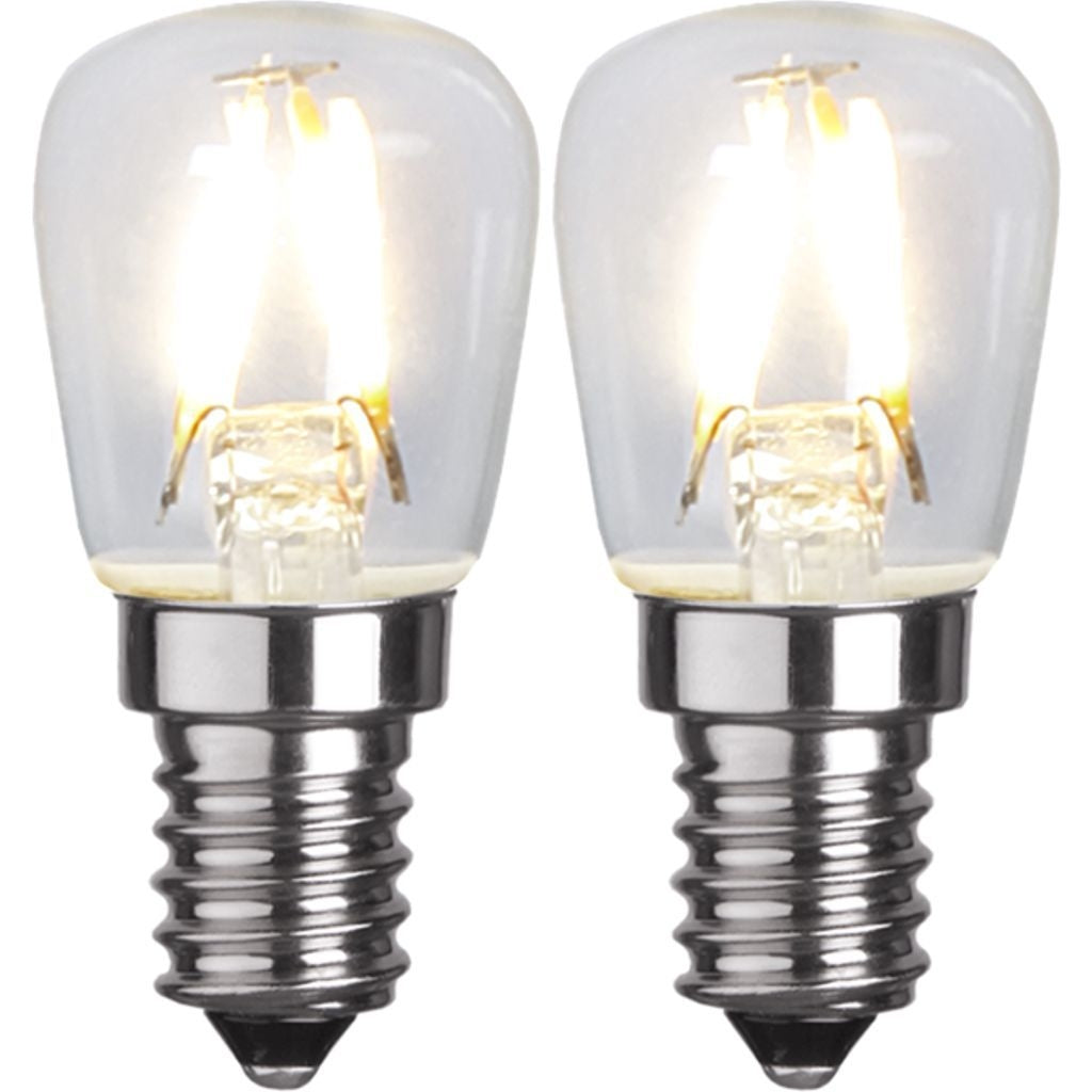 LED lamp E14 ST26 2-pack clear 1.3W 2700K 110 lumens