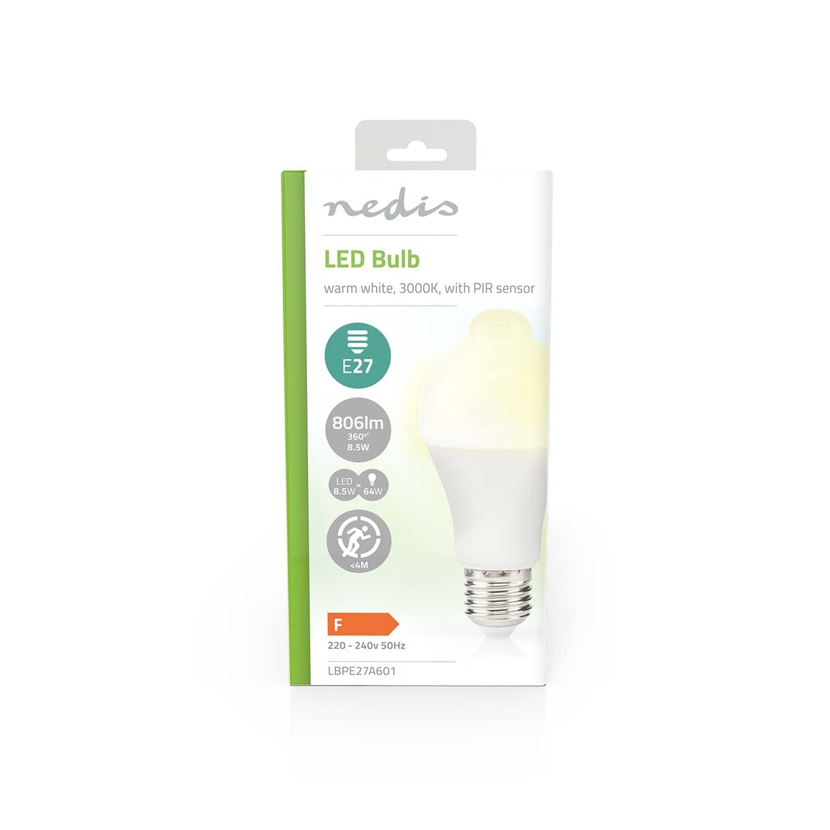 LED lamp E27 | A60 | 8.5 W| 806 lm | 3000 K | White | Retro Style | Matte | Motion detector | 1 pc.