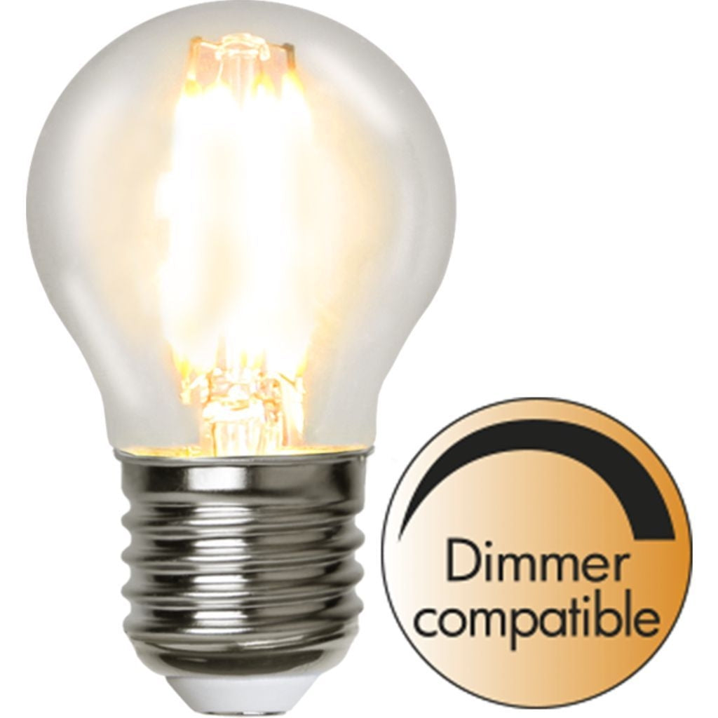 LED lamp E27 G45 clear dimmable 4.2W 2700K 470 lumens