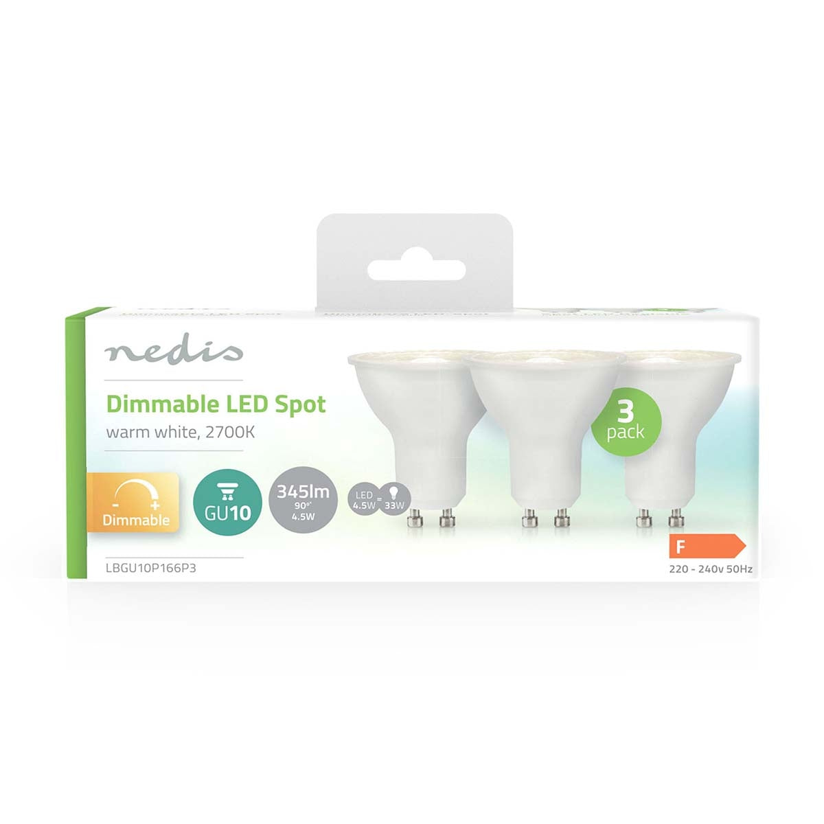 LED lamp GU10 | Spot | 4.5 W| 345 lm | 2700 K| Dimmable | Warm White | Retro Style | 3 pcs.