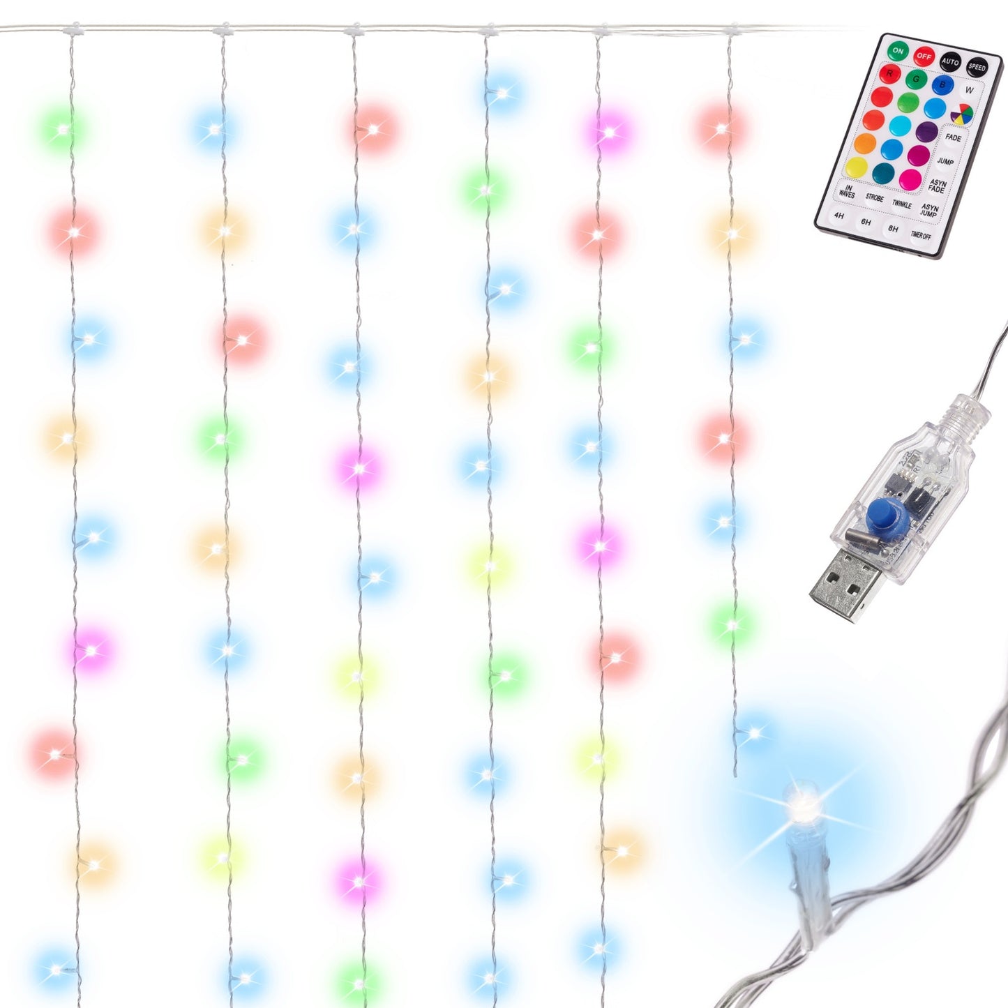 LED lights Wedding decoration 3x3m 200LED USB + remote control 16 colours with memory