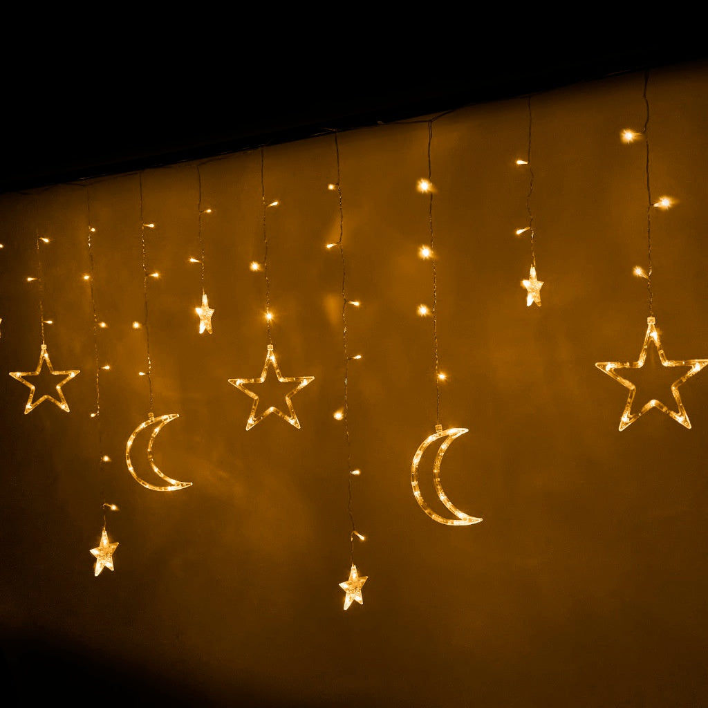 LED moon curtain lights star 2.5m 138 warm without