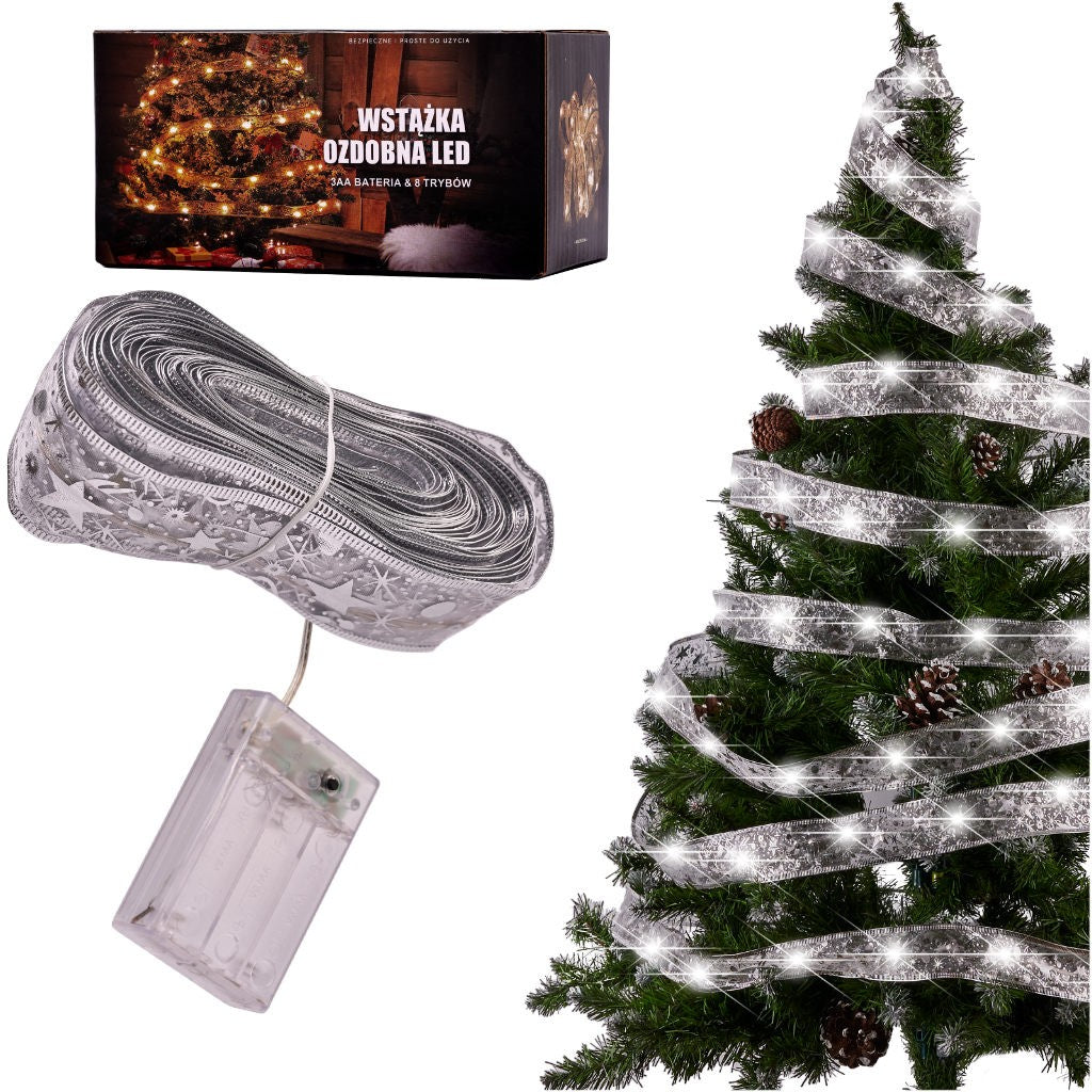 LED ribbon 10m 100LED Christmas tree lights Christmas decoration cold white with batteries