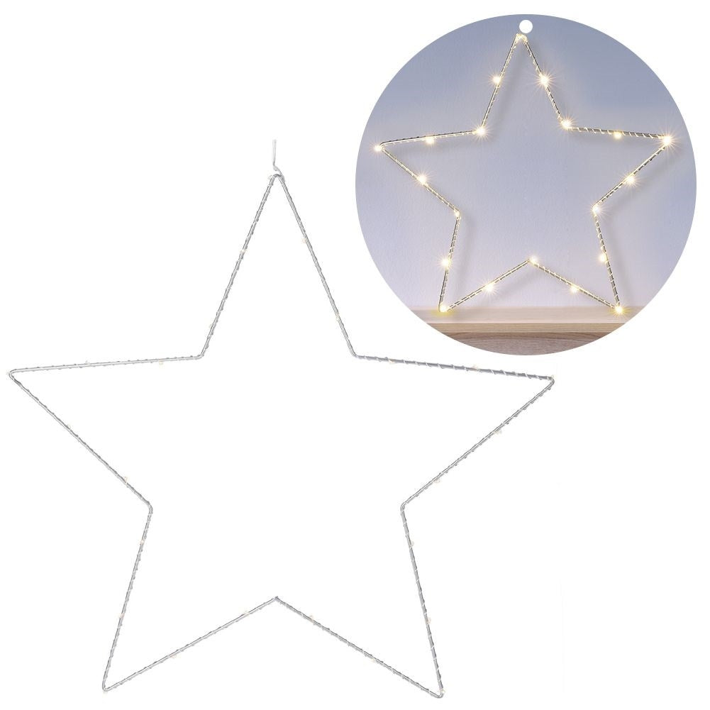 LED star with 20 diodes in silver metal