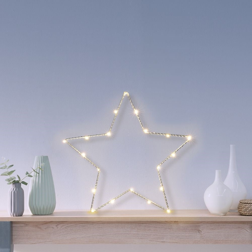 LED star with 20 diodes in silver metal