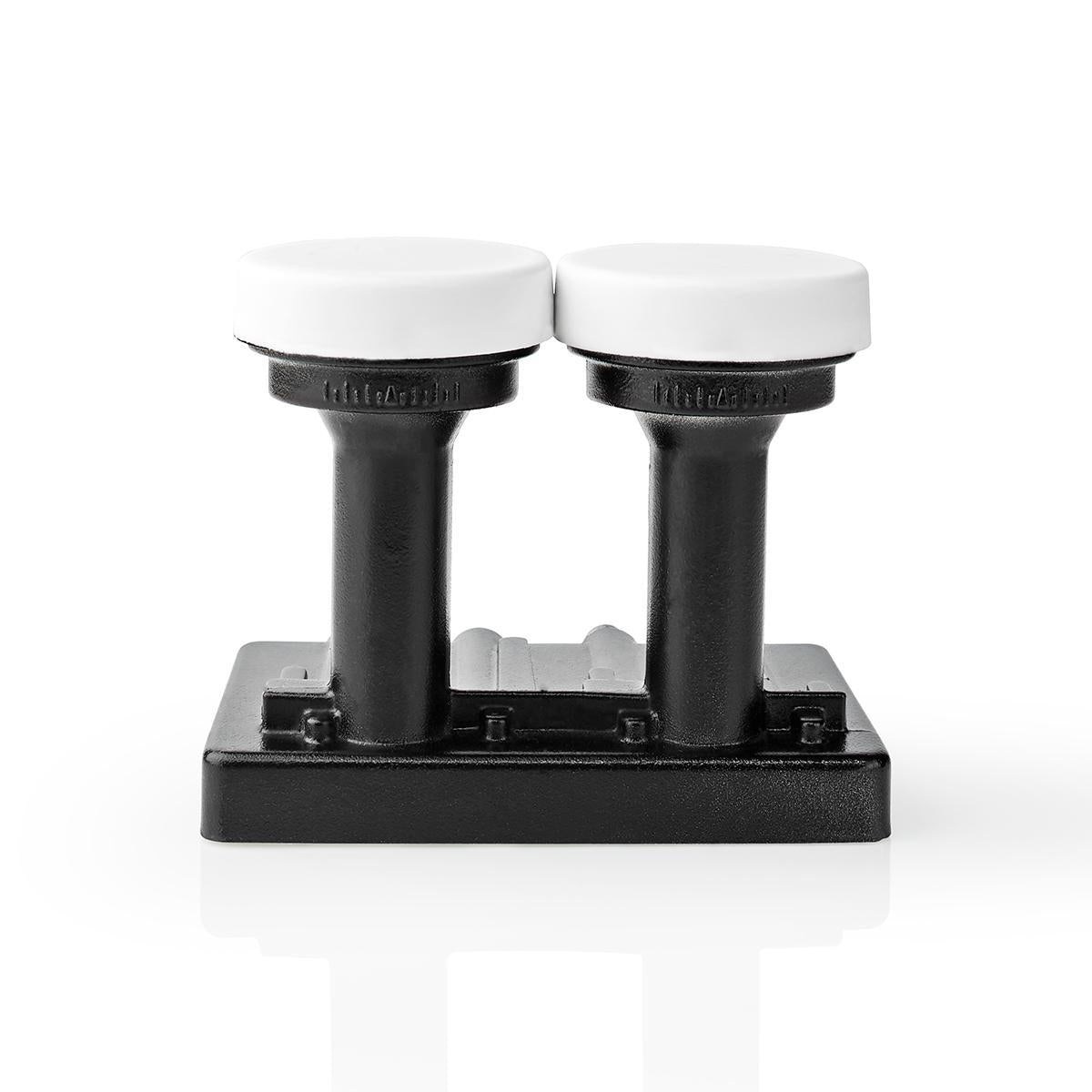 LNB | Twin Monoblock 4.3 ° | Output connection: 2x F-connector | Noise factor range: 0.85 dB | Conversion gain: 52 - 66 dB | Black | Fits: Astra1+ / Astra3