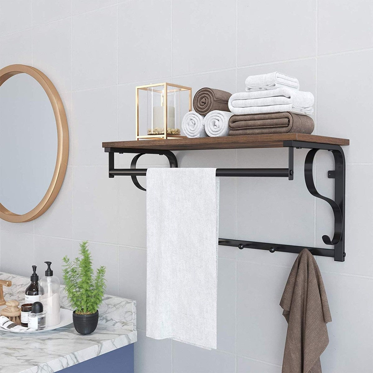 LOFT wooden shelf with clothes hangers