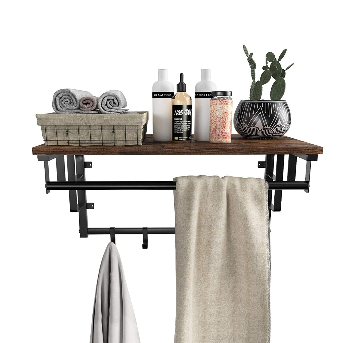 LOFT wooden shelf with clothes hangers