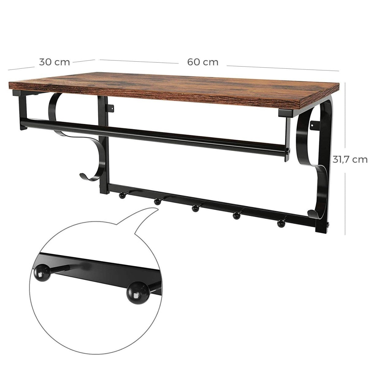 LOFT wooden shelf with clothes hangers