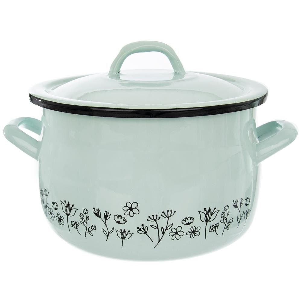 LOUKA blue enameled pot with lid, 20 cm, 4.8 l