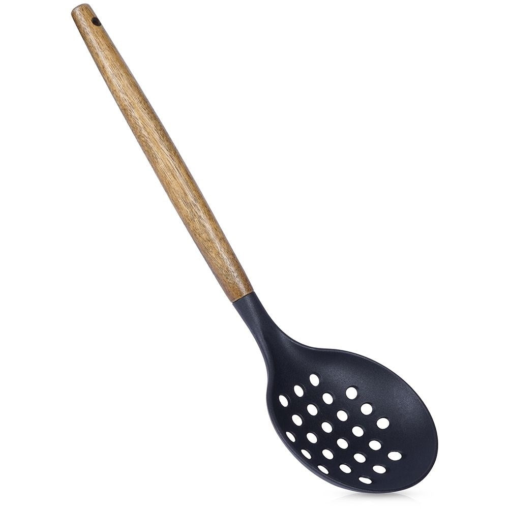 Ladle in durable acacia wood for easy skimming and serving