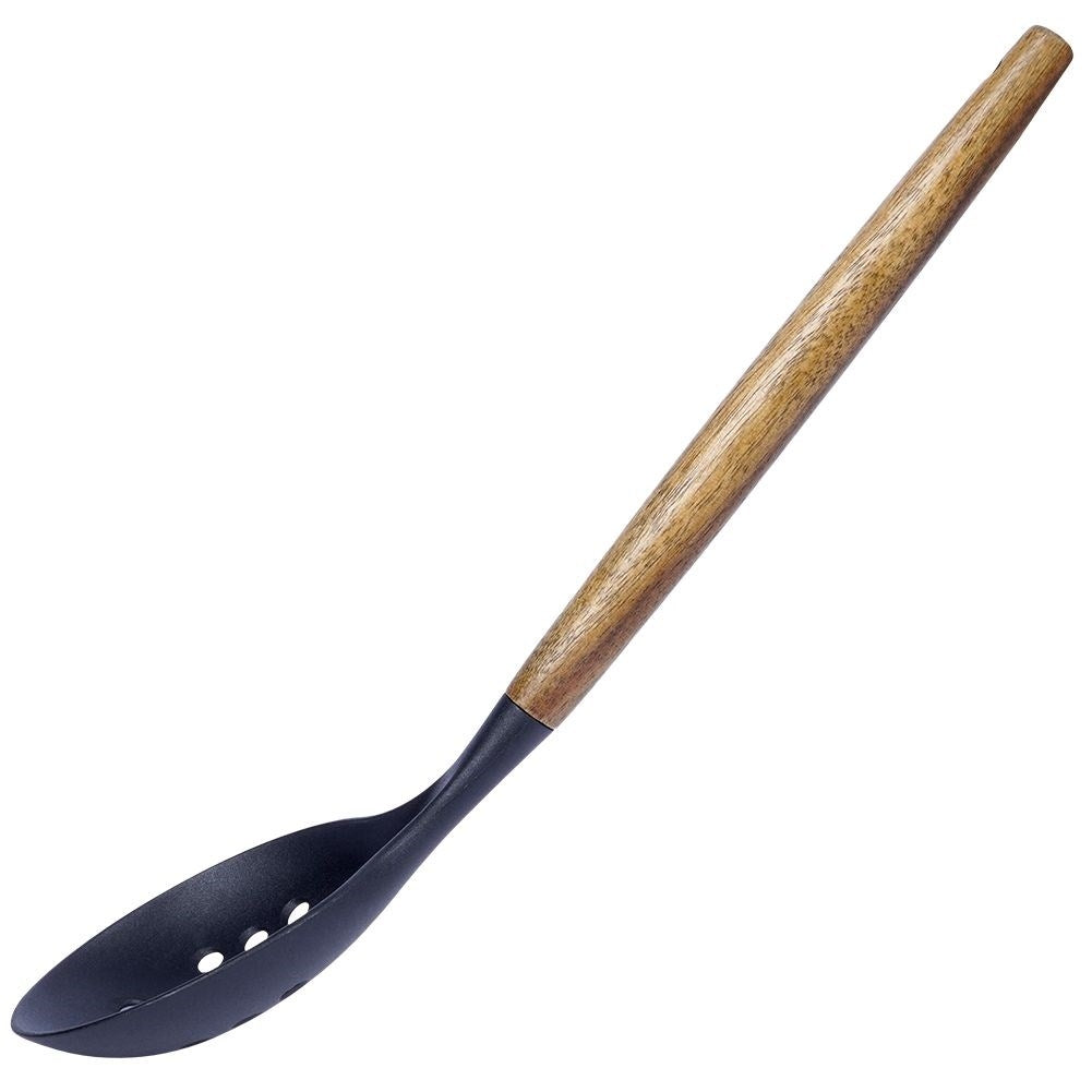 Ladle in durable acacia wood for easy skimming and serving