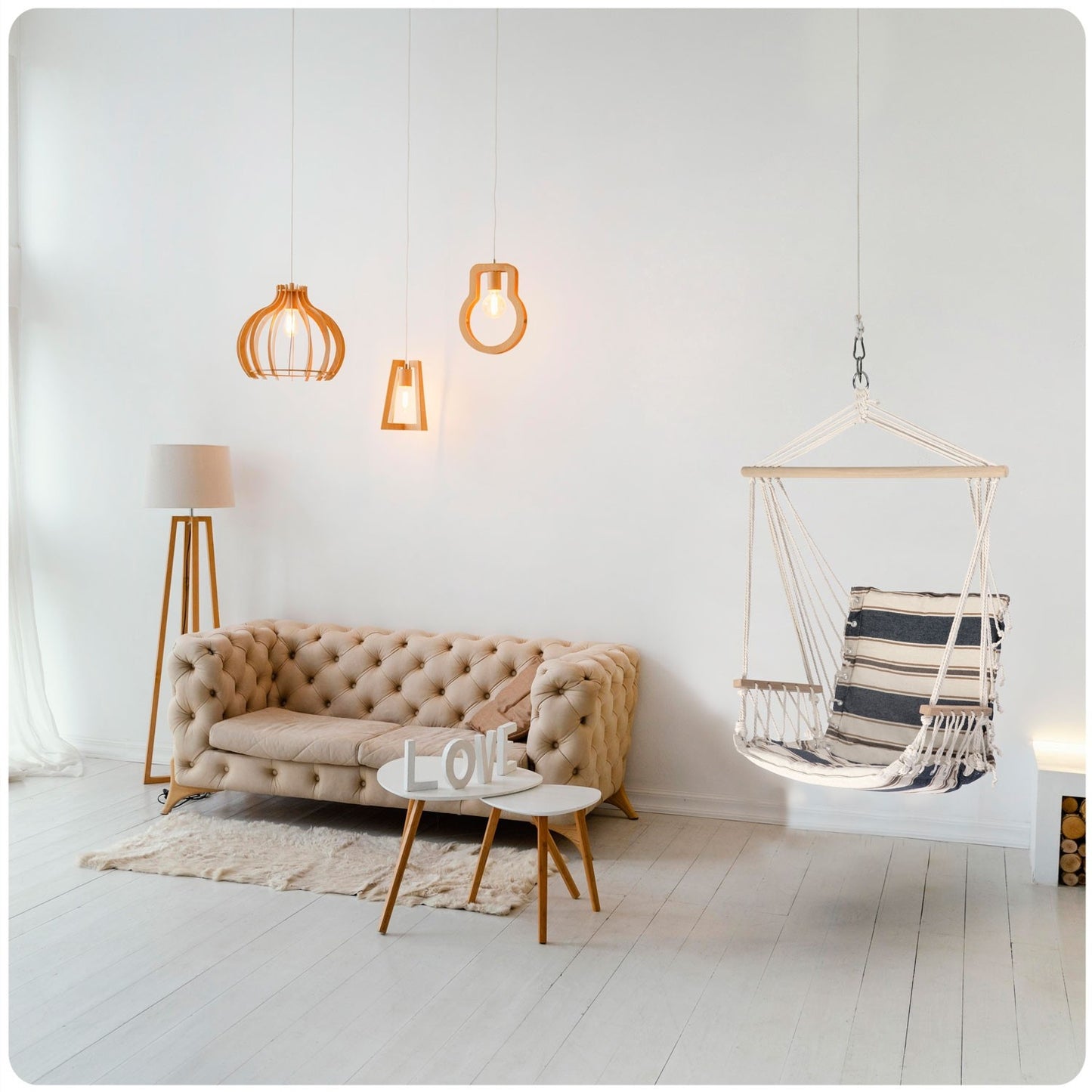 Lagos hanging chair white and blue