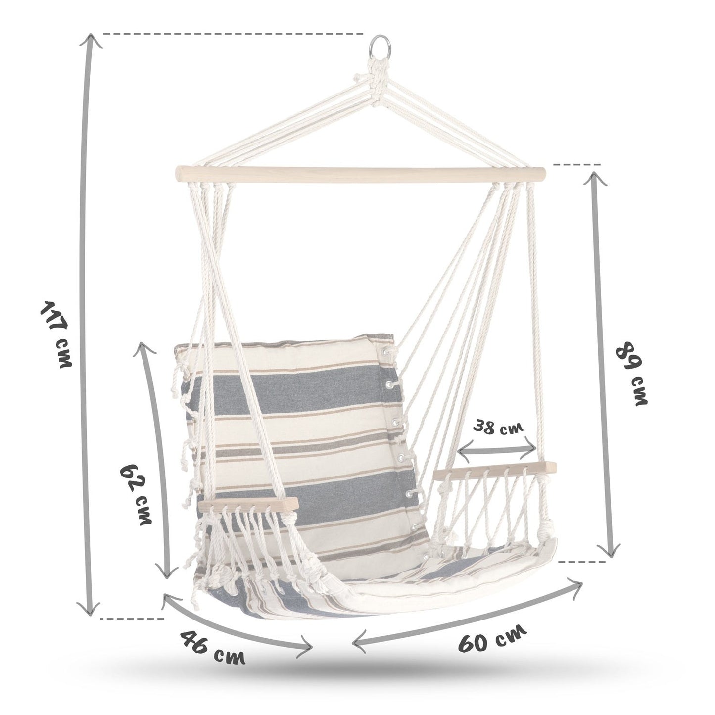 Lagos hanging chair white and blue