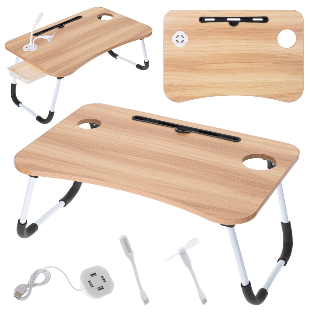 Laptop table foldable bed stand USB