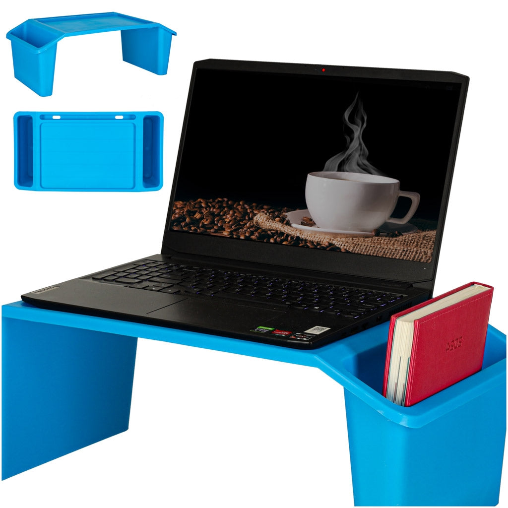 Laptop table with organizer blue