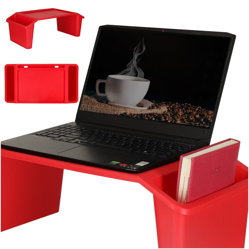 Laptop table with organizer red