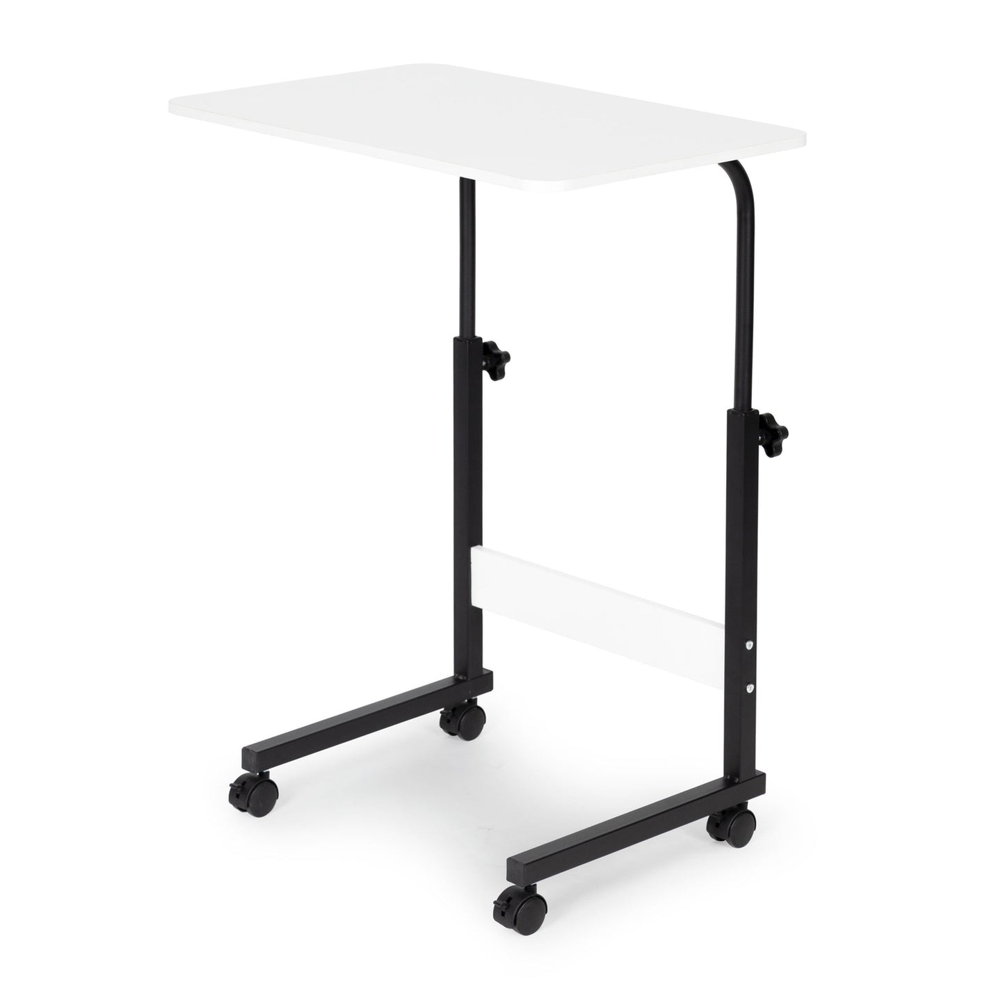 Laptop table with wheels, desk attached to the sofa armchair - white