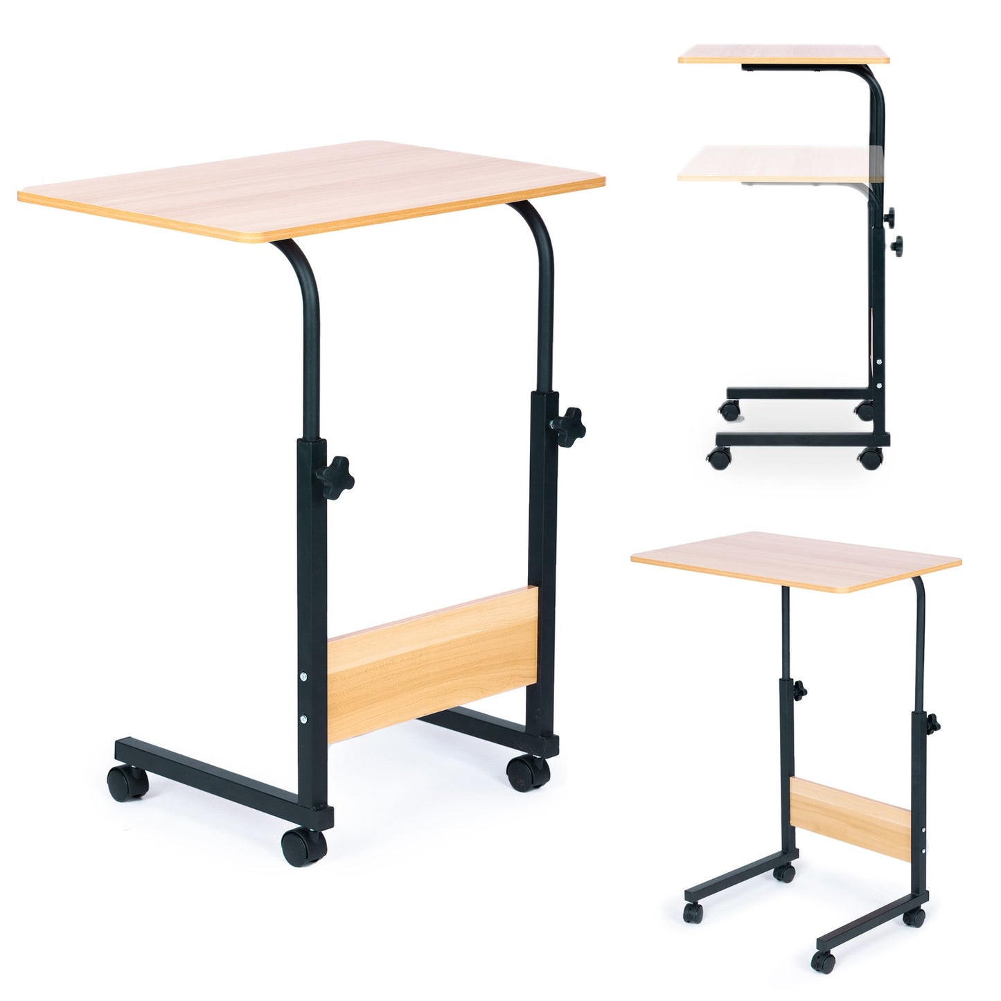 Laptop table with wheels, overbed, overcouch table - brown