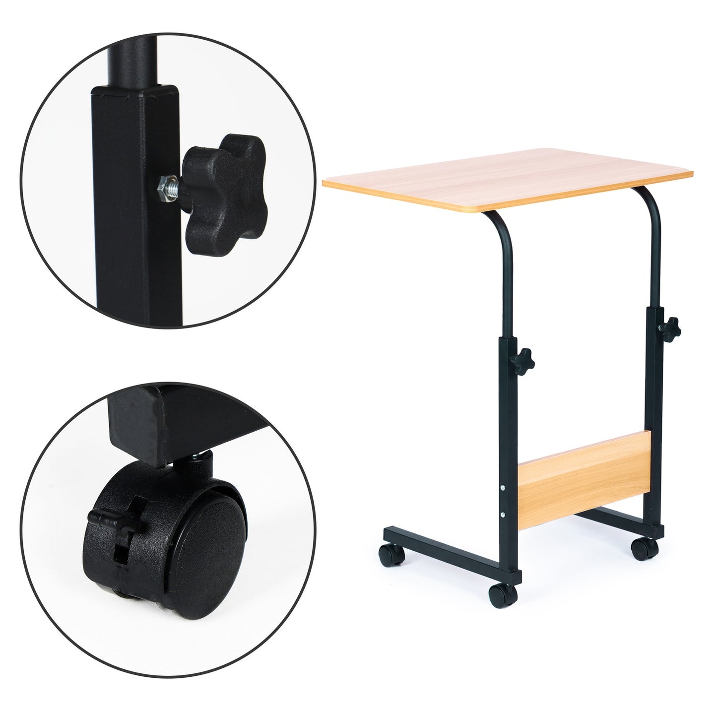 Laptop table with wheels, overbed, overcouch table - brown