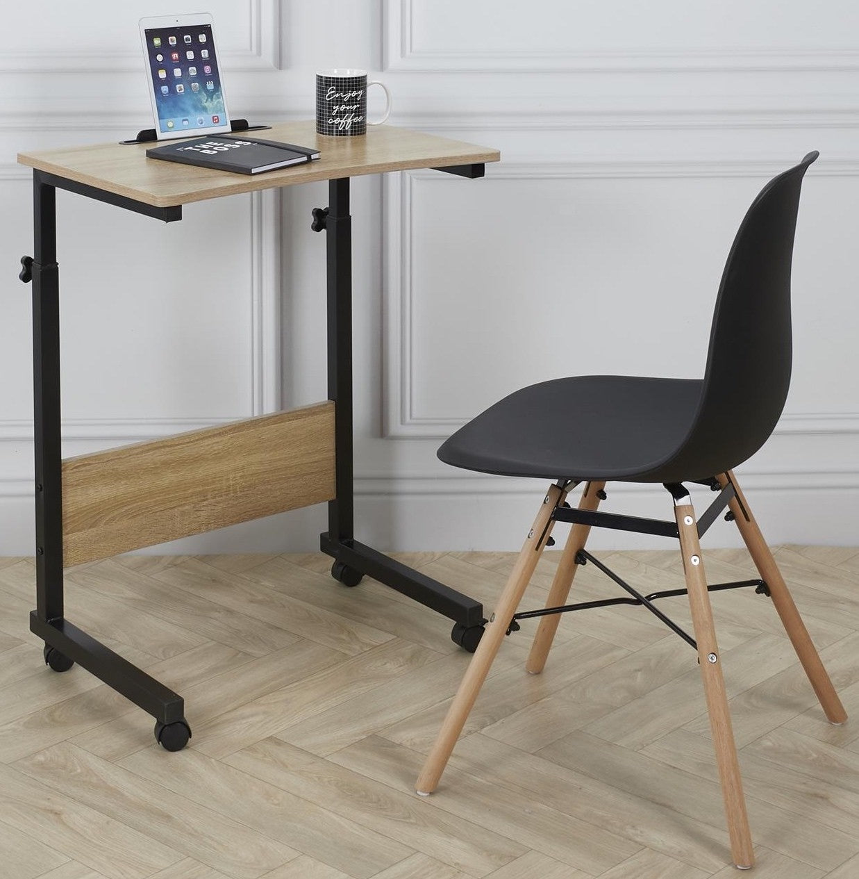 Laptop table with wheels, overbed, overcouch table - brown