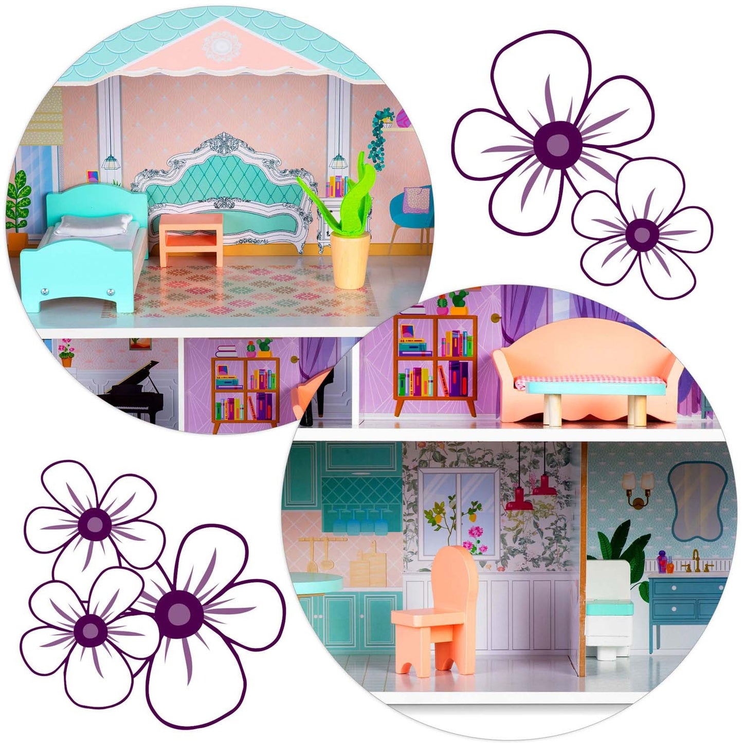 Large 3-story wooden dollhouse Ricokids RK-878
