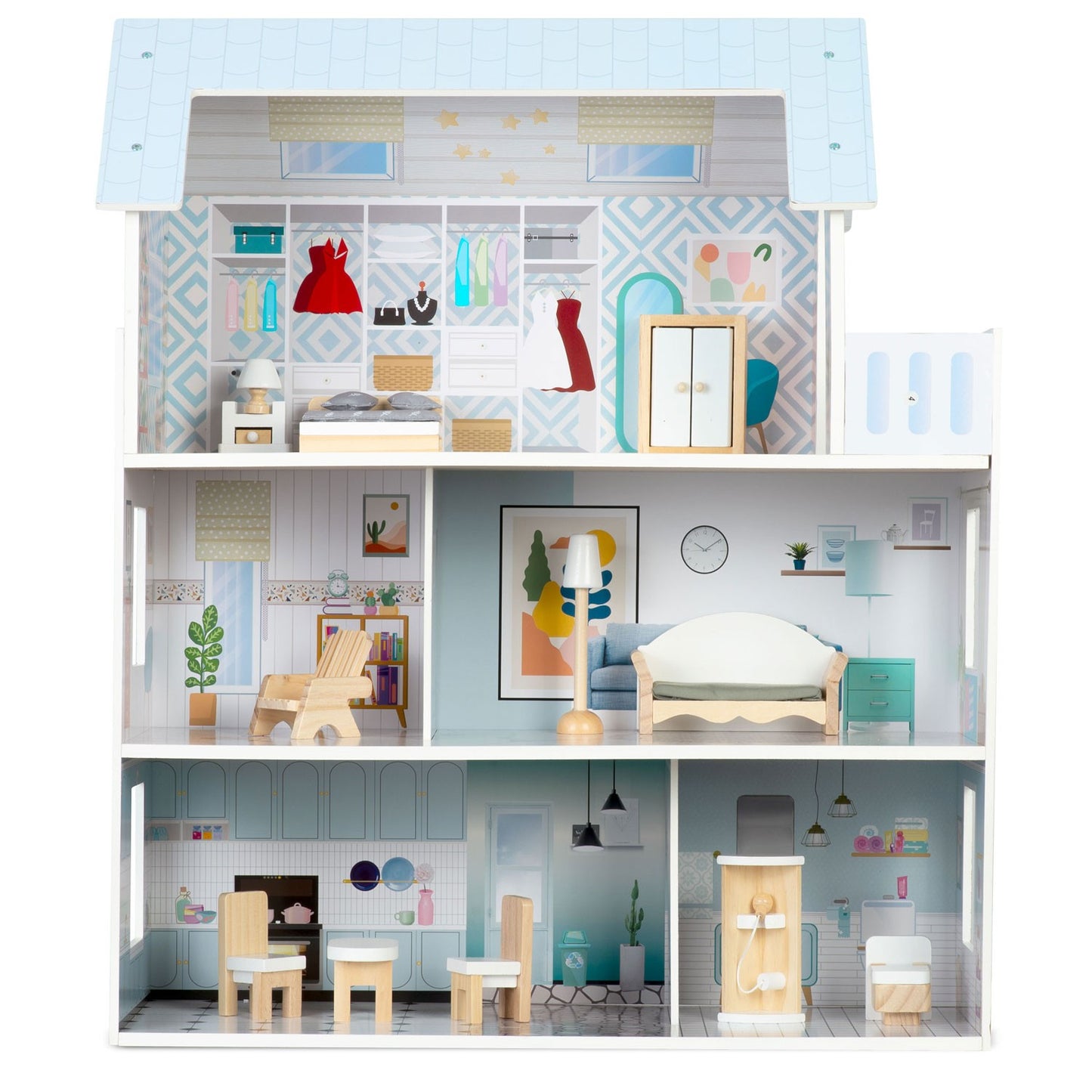 Large 3-story wooden dollhouse Ricokids RK-878