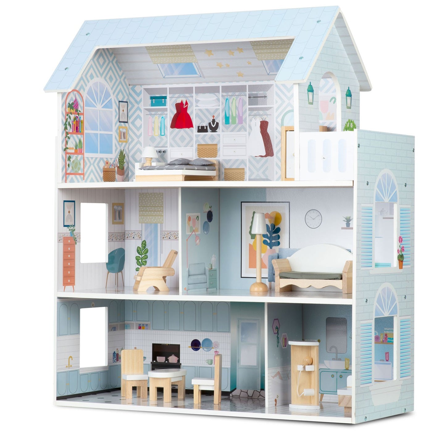 Large 3-story wooden dollhouse Ricokids RK-878