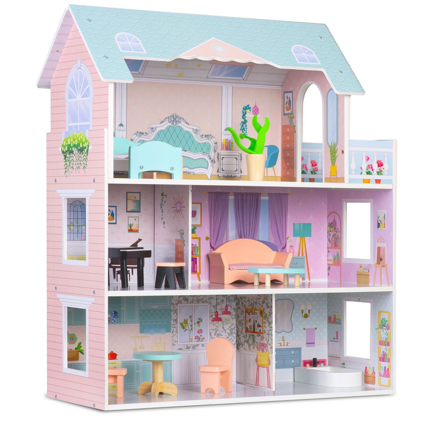 Large 3-story wooden dollhouse Ricokids RK-878