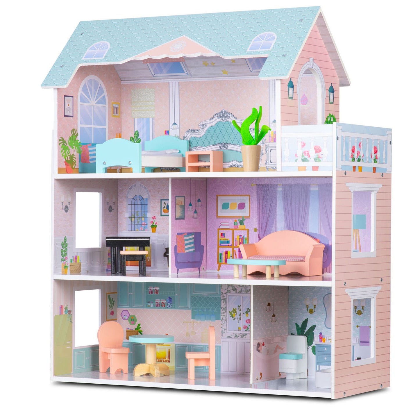 Large 3-story wooden dollhouse Ricokids RK-878