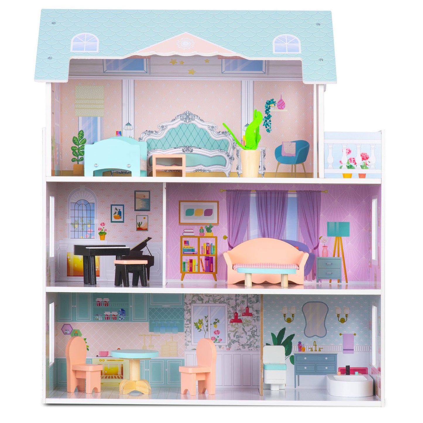 Large 3-story wooden dollhouse Ricokids RK-878