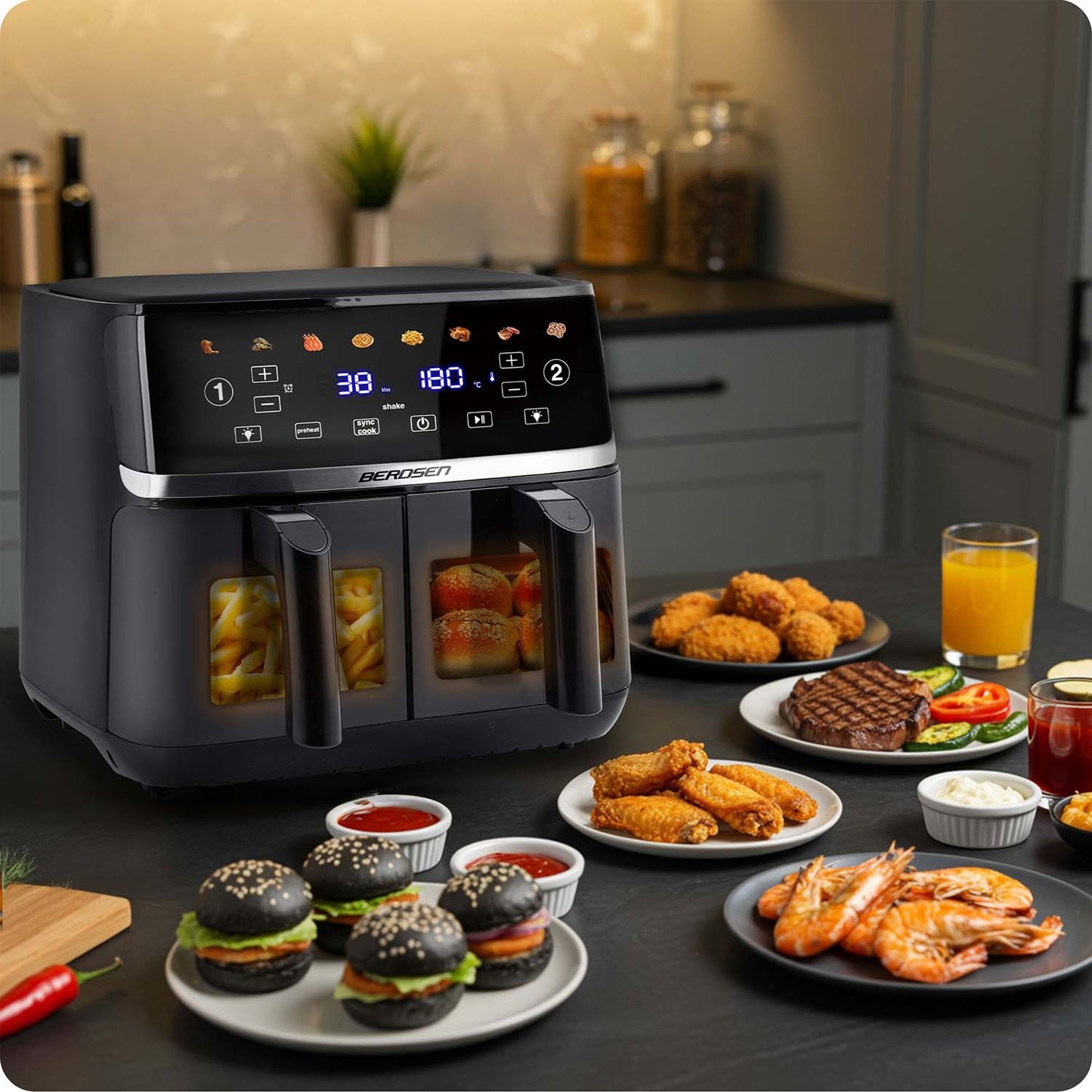 Large Air fryer Berdsen BD-657 black