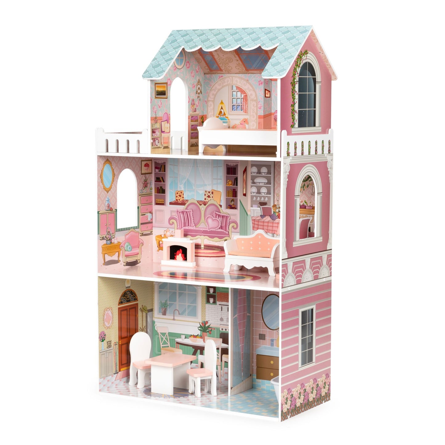 Large Barbie dollhouse with a set of furniture ECOTOYS