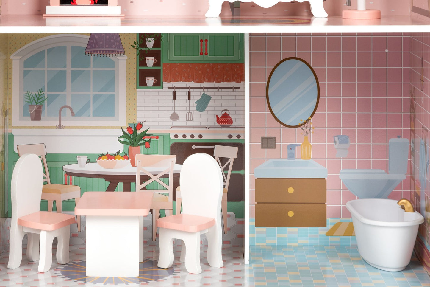 Large Barbie dollhouse with a set of furniture ECOTOYS