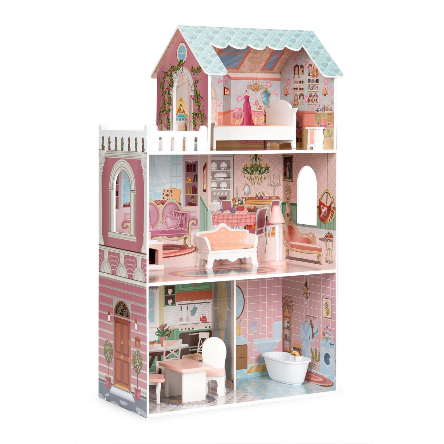 Large Barbie dollhouse with a set of furniture ECOTOYS